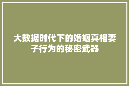 大数据时代下的婚姻真相妻子行为的秘密武器