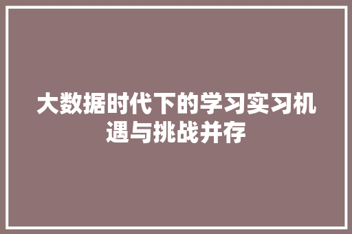 大数据时代下的学习实习机遇与挑战并存