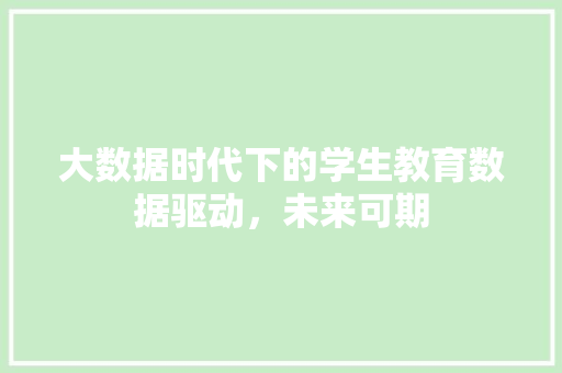 大数据时代下的学生教育数据驱动，未来可期