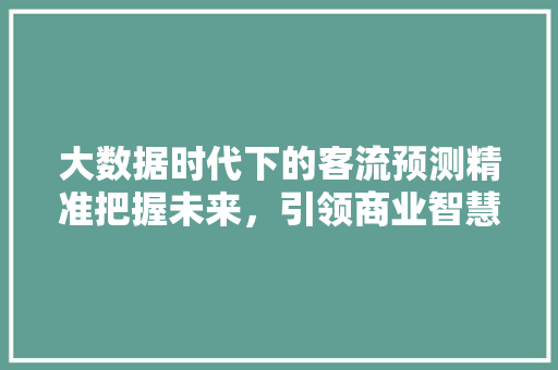 大数据时代下的客流预测精准把握未来,引领商业智慧发展 大数据时代下的客流预测精准把握未来,引领商业智慧发展