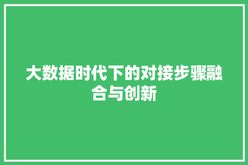 大数据时代下的对接步骤融合与创新