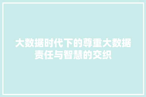 大数据时代下的尊重大数据责任与智慧的交织