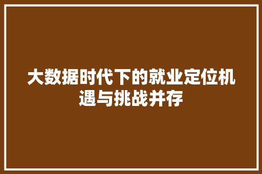 大数据时代下的就业定位机遇与挑战并存