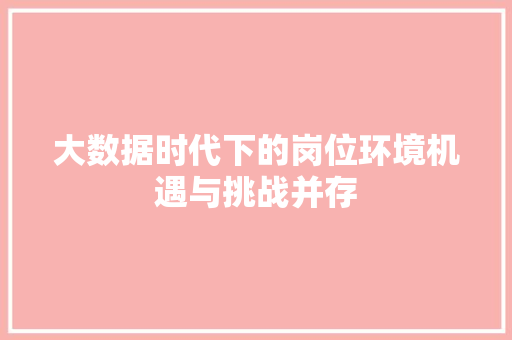 大数据时代下的岗位环境机遇与挑战并存