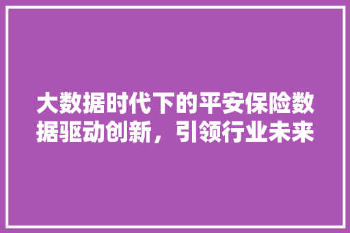 大数据时代下的平安保险数据驱动创新,引领行业未来 大数据时代下的平安保险数据驱动创新,引领行业未来