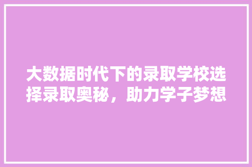 大数据时代下的录取学校选择录取奥秘，助力学子梦想起航