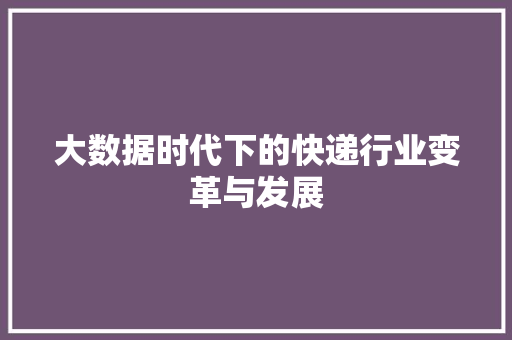 大数据时代下的快递行业变革与发展 电脑基础