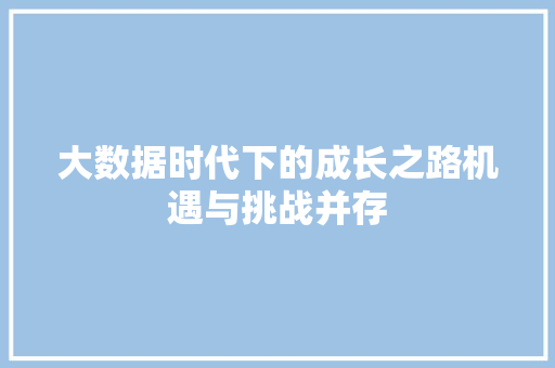大数据时代下的成长之路机遇与挑战并存 大数据时代下的成长之路机遇与挑战并存