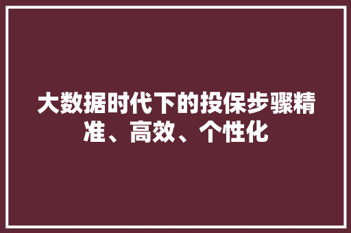 大数据时代下的投保步骤精准、高效、个性化 大数据时代下的投保步骤精准、高效、个性化