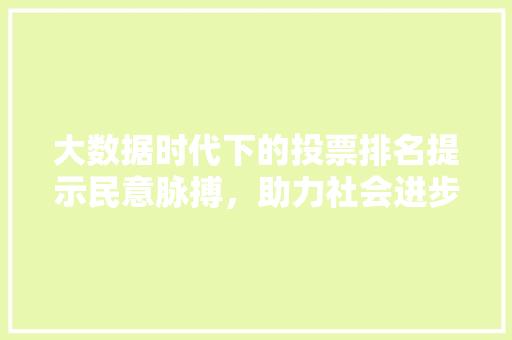大数据时代下的投票排名提示民意脉搏,助力社会进步 大数据时代下的投票排名提示民意脉搏,助力社会进步