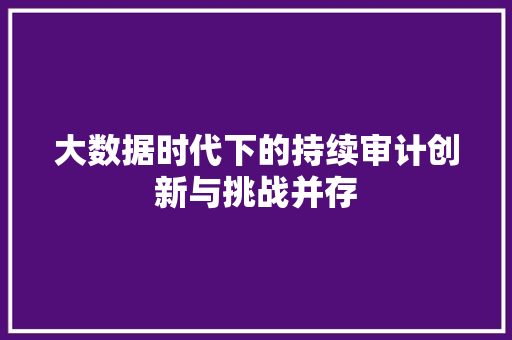 大数据时代下的持续审计创新与挑战并存