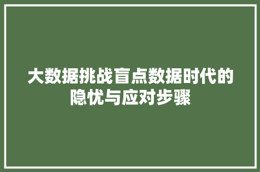 大数据挑战盲点数据时代的隐忧与应对步骤
