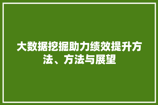 大数据挖掘助力绩效提升方法、方法与展望