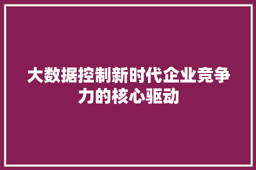 大数据控制新时代企业竞争力的核心驱动