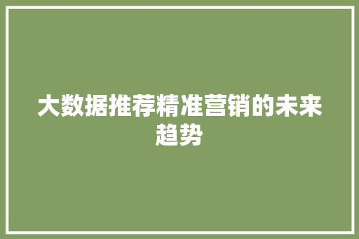 大数据推荐精准营销的未来趋势 大数据推荐精准营销的未来趋势