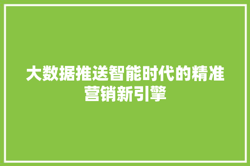 大数据推送智能时代的精准营销新引擎