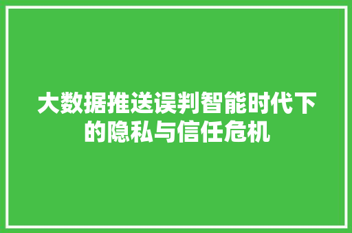 大数据推送误判智能时代下的隐私与信任危机