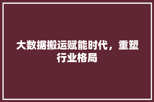 大数据搬运赋能时代，重塑行业格局 电脑故障维修