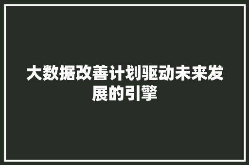 大数据改善计划驱动未来发展的引擎