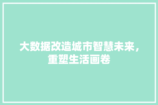 大数据改造城市智慧未来，重塑生活画卷 电脑基础