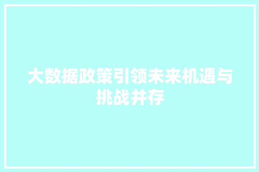 大数据政策引领未来机遇与挑战并存 大数据政策引领未来机遇与挑战并存