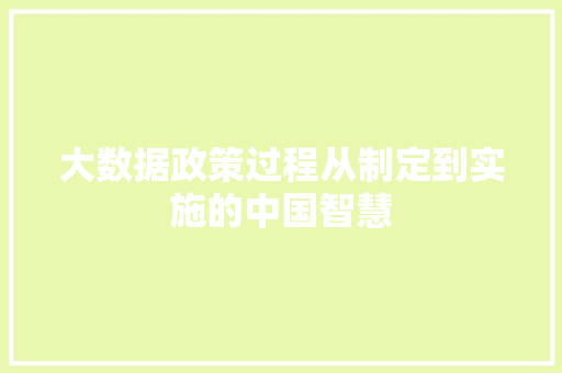 大数据政策过程从制定到实施的中国智慧