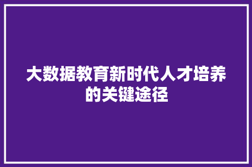 大数据教育新时代人才培养的关键途径