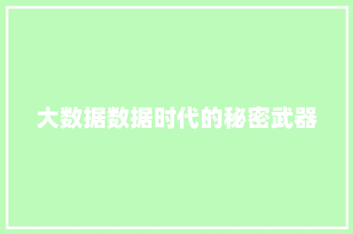 大数据数据时代的秘密武器