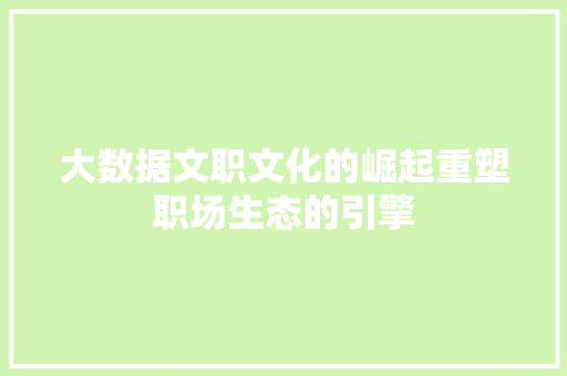 大数据文职文化的崛起重塑职场生态的引擎