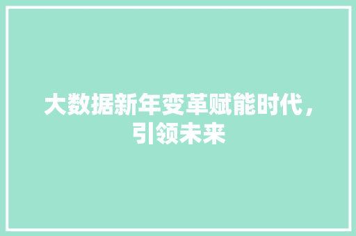 大数据新年变革赋能时代，引领未来