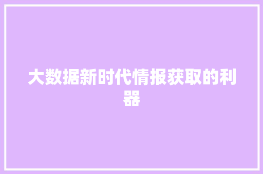 大数据新时代情报获取的利器 大数据新时代情报获取的利器