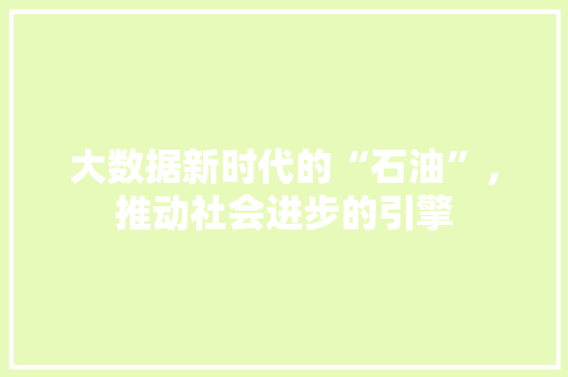 大数据新时代的“石油”,推动社会进步的引擎 大数据新时代的“石油”,推动社会进步的引擎
