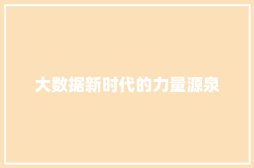 大数据新时代的力量源泉