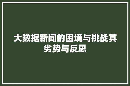大数据新闻的困境与挑战其劣势与反思
