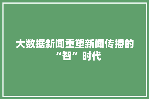大数据新闻重塑新闻传播的“智”时代