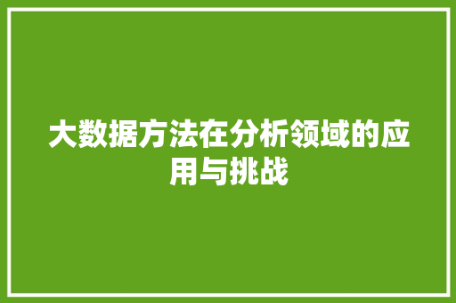 大数据方法在分析领域的应用与挑战
