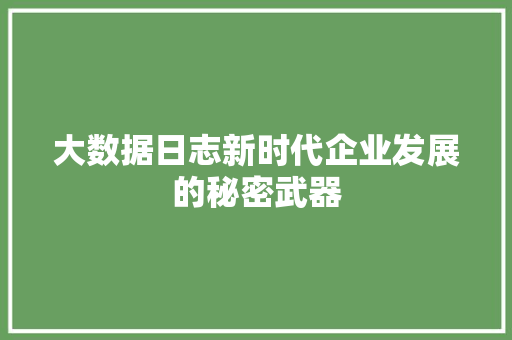 大数据日志新时代企业发展的秘密武器