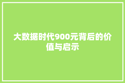 大数据时代900元背后的价值与启示 电脑基础 大数据时代900元背后的价值与启示 电脑基础