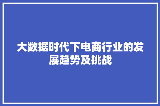 大数据时代下电商行业的发展趋势及挑战