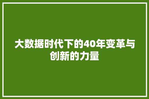 大数据时代下的40年变革与创新的力量