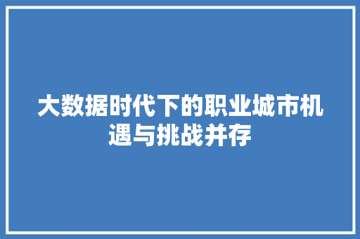 大数据时代下的职业城市机遇与挑战并存 网络技术