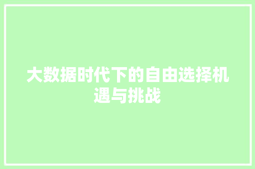 大数据时代下的自由选择机遇与挑战 编程语言