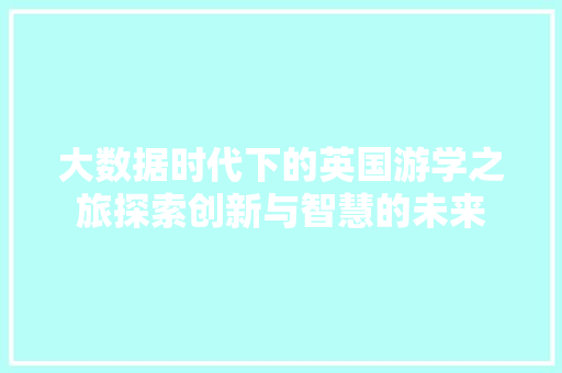 大数据时代下的英国游学之旅探索创新与智慧的未来 电脑配置