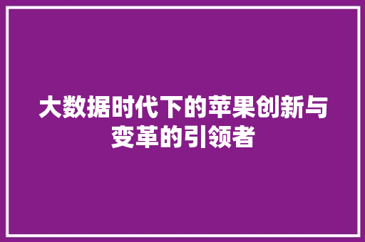 大数据时代下的苹果创新与变革的引领者 编程语言