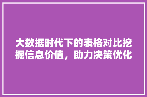 大数据时代下的表格对比挖掘信息价值，助力决策优化 电脑配置
