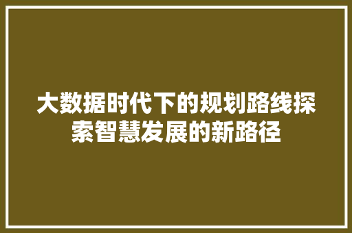 大数据时代下的规划路线探索智慧发展的新路径 操作系统
