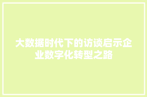 大数据时代下的访谈启示企业数字化转型之路 编程语言