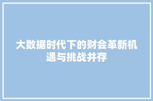 大数据时代下的财会革新机遇与挑战并存 电脑配置