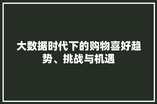 大数据时代下的购物喜好趋势、挑战与机遇