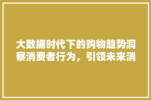 大数据时代下的购物趋势洞察消费者行为，引领未来消费潮流